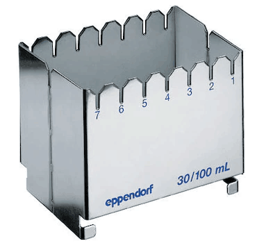 德國艾本德（Eppendorf）ReservoirRack,用于存放10mL、30mL和100mL試劑槽。最多可以放置7個試劑槽模塊或試劑槽